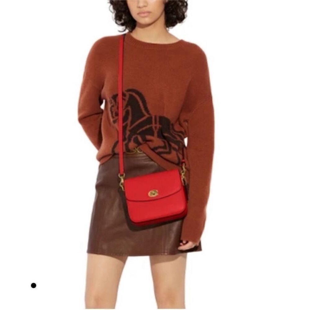 COACH Cassie Red Leather crossbody Shoulder Bag with top handle strap - Picture 3 of 7